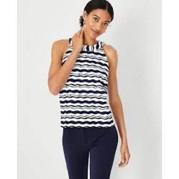 Ann Taylor Wave Button Back Halter Top Medium Petite - Picture 1 of 10